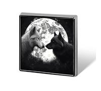 Spille Wolves Love Under The Moon per donne e uomini, spille con distintivo quadrato per zain