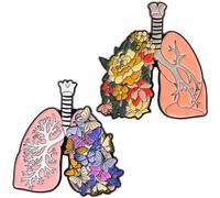 Spilli 2 Pezzi Serie Umana Anatomica Spilla Spilla Cervello Polmone Fiore Floreale Spilla Distintivo Spilla Per Gioielli in Metallo Per Borsa Per Cappelli