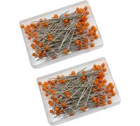 Spilli da cucito con testa in vetro arancione, 200 pezzi, spilli dritti di alta qualità per tessuti, gioielli fai da te, sartoria con testa a sfera colorata