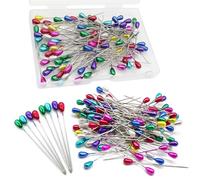 Spilli da cucito con teste colorate lunghe, 200 pezzi, dritte per sartoria, in tessuto, per cucito, trapuntatura, per artigianato e realizzazione di vestiti