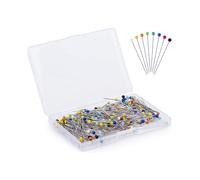 Spilli da cucito con teste di vetro 250 pezzi - 38 mm di lunghezza, dritti per sartoria, quilting, bigiotteria e artigianato