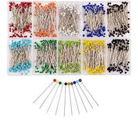 Spilli da Sarta, 1000 Pezzi Spilli con Testa Vetro Multicolore, Spilli Quilting per Decorazione, Sartoria, Creazione Gioielli 38mm
