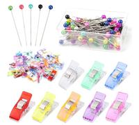 Spilli da Sarta 200 Pcs + Mollette per Cucito 50 Pcs, Spilli con Testa Colorata, Quilting Clip, Accessori Cucito per Fai da te Artigianato Gioielli Marcatura Fiore Decorazione