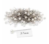 Spilli da Sarta con Testa Colorata, 37mm, 120 Pezzi, per Cucito, Bricolage e Bacheca (Bianco)