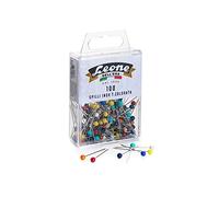 100 spilli in acciaio inox con testa di plastica colorata Leone