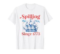 Spilling The Tea Since 1773 Rosso Bianco Blu Divertente 4 luglio Maglietta