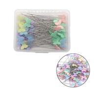 Spilloni Fiore,100 Pezzi Spilli per Patchwork Pins di Cucito Spilli con Testa per Artigianato Cucito Colorati Quilting Pins Farfalla