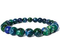 SPILLOX Bracciale Uomo Donna Elastico Da Vere Pietre Preziose Naturali Turchese Di 8mm Reiki Idea Regalo Festa Della Mamma Originale Diffusore Di Energia Guarigione Equilibrio (LAPISLAZZULI VERDE)