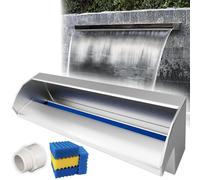 Spillway per laghetto in acciaio inox, per terrazza, cortile, patio e piscine da giardino, con raccordo e filtro per un flusso d'acqua migliorato