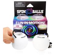 SPIN BALLS Glow.0 LED Bolas Luminose - Ricaricabile via USB, con 22 Modalità - Luci LED dai Colori e Motivi Vivaci - Bolas Giocoleria a LED Morbide, con Lacci Regolabili e Impugnature a Doppio Anello
