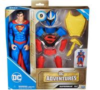 Dc comics, action figure dc adventures, superman giocattolo in scala, personaggio superman alto 30 cm, supereroe con 9 accessori e 17 punti di articolazione, giochi per bambini e bambine, 4+ anni