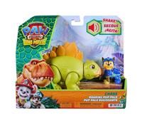 Paw Patrol: The Dino Movie, Roaring Pup Pals Chase, include uno stegosauro giocattolo da 10,1 cm con suoni attivi e un personaggio Chase, giocattoli per in età prescolare dai 3 anni in su