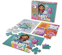 Spin Master Games Gabby's Dollhouse, 3 Puzzle in Legno da 12 e 16 Pezzi con Custodia in Legno, per Bambini in età prescolare da 3 Anni in su