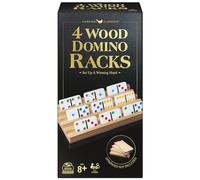 Spin Master Games, Set di 4 vassoi in legno per domino con treno messicano, giochi di domino, giochi classici, giochi per bambini, adulti e bambini dagli 8 anni in su
