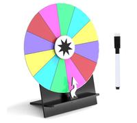 Spin Wheel Game, Prize Roulette Board, Acrylic 12 Slot Design, Dry Erase Exterior with Stand, Family Classroom Carnival Event Use, 11.8x6x5.3 Inches, Black, 1 Piece