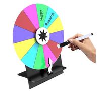 Spin Wheel Prizes, 12-Inch Prize Turntable, 12-Slot Dry Erase Roulette Game 6x5.3x11.8in/, Doodle Fortune Wheel with Marker for Fundraisers, Trade Shows, Corporate Events, Parties