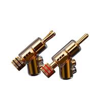 Spina a banana autobloccante Adattatore tipo pistola a forma di Y Amplificatore audio connettore terminale altoparlante in rame oro argento(1 Pair,Gold)