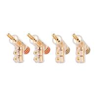 Spina a banana con connettore a banana for cavo for altoparlante con serratura placcato oro 24K da 4 pezzi(Black 4PCS)
