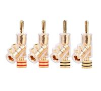Spina a banana con connettore a banana for cavo for altoparlante con serratura placcato oro 24K da 4 pezzi(Red 4PCS-01)