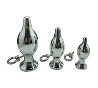 Spina anale 3pcs set grande medio piccolo anello di trazione in metallo di cristallo plug anale in acciaio inossidabile argento butt plug giocattoli del sesso