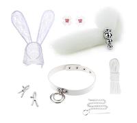 Spina anale Kit di giocattoli del sesso anale Coda Gancio anale Cosplay Coda Set di prodotti del sesso Anale Butt Plug Coda bianca （ZZ263）