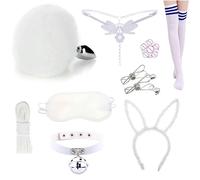 Spina anale Kit di giocattoli del sesso anale Coda Gancio anale Cosplay Coda Set di prodotti del sesso Anale Butt Plug Coda bianca （ZZ260）