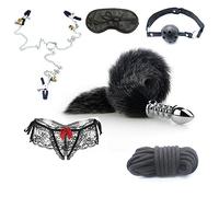 Spina anale Kit di giocattoli del sesso anale Coda Gancio anale Cosplay Coda Set di prodotti del sesso Anale Butt Plug Coda nera （ZZ005）