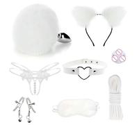 Spina anale Kit di giocattoli del sesso anale Coda Gancio anale Cosplay Coda Set di prodotti del sesso Anale Butt Plug Coda bianca （ZZ260）