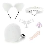 Spina anale Kit di giocattoli del sesso anale Coda Gancio anale Cosplay Coda Set di prodotti del sesso Anale Butt Plug Coda bianca （ZZ260）