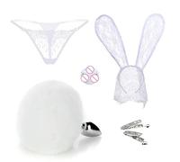 Spina anale Kit di giocattoli del sesso anale Coda Gancio anale Cosplay Coda Set di prodotti del sesso Anale Butt Plug Coda bianca （ZZ260）