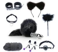 Spina anale Kit di giocattoli del sesso anale Coda Gancio anale Cosplay Coda Set di prodotti del sesso Anale Butt Plug Coda nera （ZZ005）
