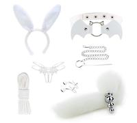 Spina anale Kit di giocattoli del sesso anale Coda Gancio anale Cosplay Coda Set di prodotti del sesso Anale Butt Plug Coda bianca （ZZ263）