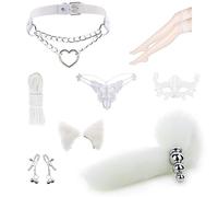 Spina anale Kit di giocattoli del sesso anale Coda Gancio anale Cosplay Coda Set di prodotti del sesso Anale Butt Plug Coda bianca （ZZ263）