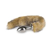Spina anale Medaglia d'argento medio Fox spina a coda con striscia, gioco Butt Play Plug EasyToys Rilievo di sforzo