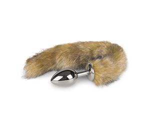 Spina anale Medaglia d'argento medio Fox spina a coda con striscia, gioco Butt Play Plug EasyToys Rilievo di sforzo