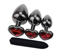 Spina anale Placcatura nera Plug anale in metallo Base a cuore Butt plug Vibratore Palline anali Coppia Dilatatore ano intimo Giocattoli da gioco per adulti per le donne