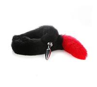Spina anale Plug anale in metallo Butt Plug 80cm Long Tail Plug anale Butt plug anale Giocattoli del sesso anale (nero rosso)