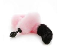 Spina anale Plug anale in metallo Butt Plug 80cm Long Tail Plug anale Butt plug anale Giocattoli del sesso anale (rosa nero)
