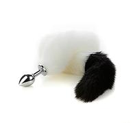 Spina anale Plug anale in metallo Butt Plug 80cm Long Tail Plug anale Butt plug anale Giocattoli del sesso anale (bianco nero)