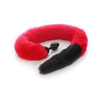 Spina anale Plug anale in metallo Butt Plug 80cm Long Tail Plug anale Butt plug anale Giocattoli del sesso anale (rosso nero)