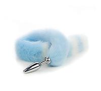 Spina anale Plug anale in metallo Butt Plug 80cm Long Tail Plug anale Butt plug anale Giocattoli del sesso anale (blu bianco)