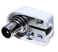 Spina Antenna TV Maschio Angolare 90 Gradi, Connettore Coassiale 9,5mm per Digitale Terrestre, 75 Ohm, Bianco, Made in Italy