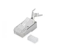 DIGITUS Connettori a crimpare Cat 6A - 1 pezzo - Connettori di rete RJ45 schermati - Per cavi di rete Cat6A, cavi di posa e cavi LAN Ethernet PoE - 10GBase-T - 8P8C - Da AWG 23/1 a AWG 22/1