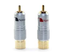 Spina connettore maschio terminale altoparlante in ottone rame saldatura cavo audio da 10 mm placcato oro for amplificatore di potenza(2pcs)