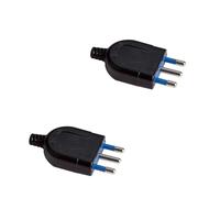 Spina Elettrica 16A 2P + T con Uscita Cavo Diritto, Spina S17 Lato Maschile, Attacco Italiano Standard con Spessore 15mm (2 Pezzi, Nero)