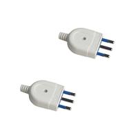 Spina Elettrica 16A 2P + T con Uscita Cavo Diritto, Spina S17 Lato Maschile, Attacco Italiano Standard con Spessore 15mm (2 Pezzi, Bianco)