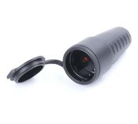 Spina femmina con terra, realizzata in gomma, ideale per connessioni sicure, resistenti e durevoli. Perfetto per uso elettrico domestico. *