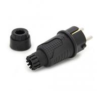 Spina in gomma nera IP54, 250v 16a per cavo, Uni-Schuko (doppia messa a terra), 2P+T, REF, Bylion