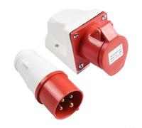 Spina industriale a 4 poli, 16 A, 380-415 V, IP44, impermeabile, ignifuga, IK07, per cantieri, agricoltura, porto, rosso