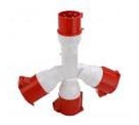 Spina Industriale Multifunzionale, 1 Ingresso 3 Uscite 5 Pin IP44 Spina Aeronautica Impermeabile con Coperchio Antipolvere 380-415 V 32 A